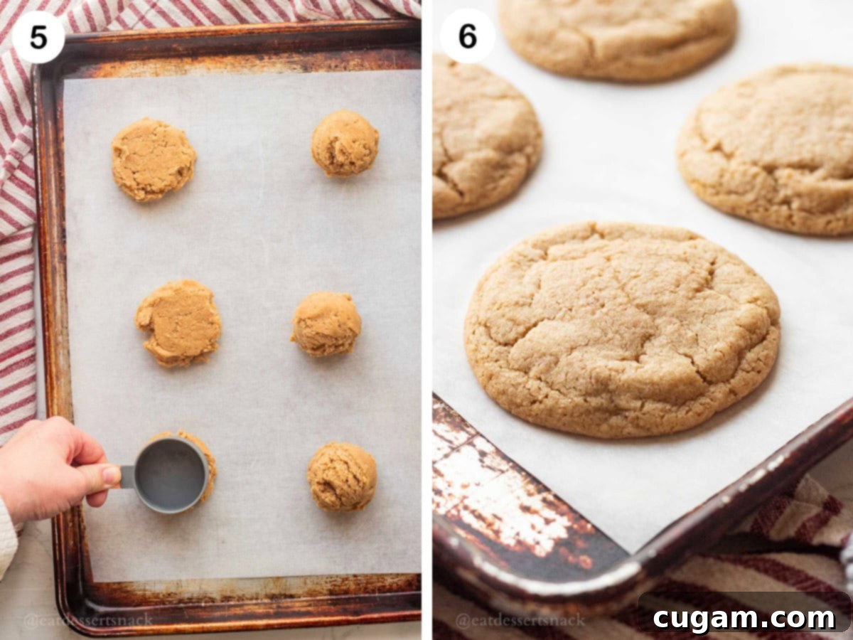 Hand pressing down on raw graham cracker dough and baked graham cracker base cookie.